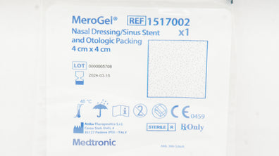 Medtronic 1517002 MeroGel Nasal Dressing/Sinus Stent & Otologic Packing 4x4cm(x)
